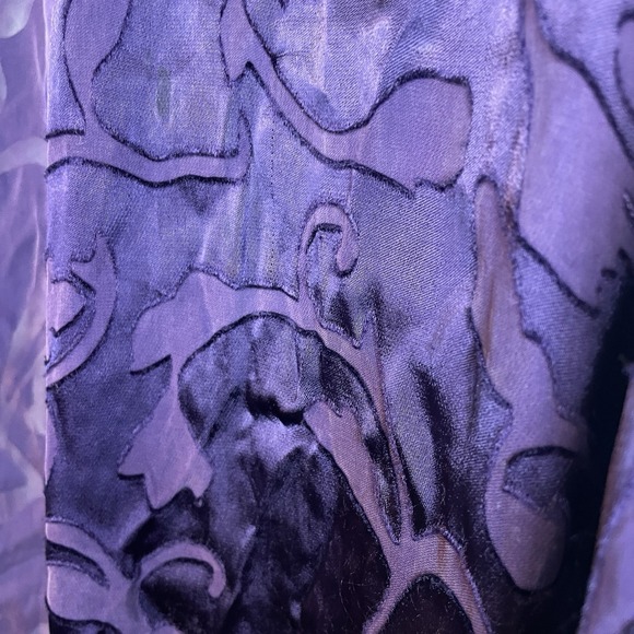 Mary Green Women's One Size Purple Silk Blend Robe With Blue Belt Vintage - Picture 4 of 7